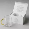 Jiateng colored handle glass cup with unique 3D mountain design for gifts and retail
