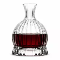 218mm ribbed glass wine decanter with wide rounded body and raised pedestal base