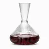 240mm ribbed glass wine decanter with wide base and tall elegant neck