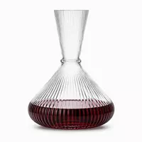 240mm ribbed glass wine decanter with wide base and tall elegant neck