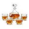 Textured whiskey decanter set with four matching rock glasses