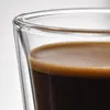 Transparent 400ml coffee tumbler featuring a tapered silhouette and double wall construction
