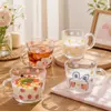 Jiateng decorative glass mug with cute rabbit flower and fruit inspired designs