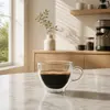 70ml borosilicate double wall espresso coffee cup with handle for cafe restaurant and wholesale glassware buyers