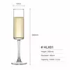Long stem champagne flute with slim cylindrical bowl for sparkling wine