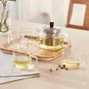 Elegant square glass teapot with precision pouring spout for home and café tea brewing