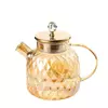 Retro glass water jug set featuring textured glass craftsmanship and coordinated drinking cups