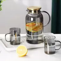 Premium minimalist borosilicate glass cold water pitcher with stainless steel lid