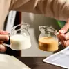 Jiateng small glass milk jug with handle and pouring spout for coffee and milk serving