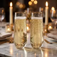 Crystal-clear stemless champagne flute glass for sparkling wine and prosecco