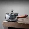 Glass Tea Kettle with Wooden Handle for Loose Leaf Tea Brewing