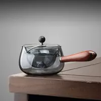 Glass Tea Kettle with Wooden Handle for Loose Leaf Tea Brewing