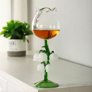 Handmade lily flower glass tea cup crafted from premium borosilicate glass for elegant tea service
