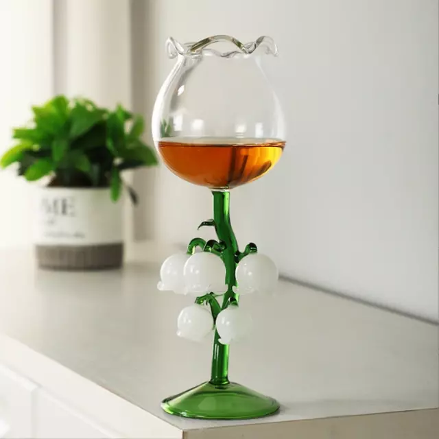 Handmade lily flower glass tea cup crafted from premium borosilicate glass for elegant tea service
