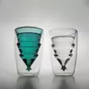 Jiateng double-wall insulated glass cup with green filter infuser, designed for iced coffee, fruit tea, or lemonade.