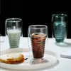 Pair of spiral double wall glass cups for coffee and juice gift set
