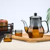 Artistic heat resistant glass teapot set for elegant tea presentation and brewing