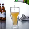 jiateng double wall beer bottle glass, insulated borosilicate beer mug, heat resistant bottle shaped beer cup for men gift