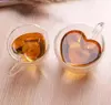 Creative transparent heart-shaped glass mug for coffee and tea