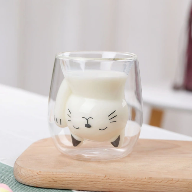 Cat Double Wall Glass Cup