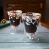 jiateng star confetti double wall stemmed glass cup, cute transparent tumbler