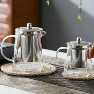 Jiateng glass tea pot with stainless steel infuser for loose leaf tea brewing