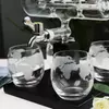 High borosilicate glass liquor dispenser set with artistic modern design