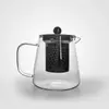 Stylish loose leaf tea brewing glass pot with ergonomic handle and drip free spout