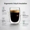 400ml double wall glass cup with a 95mm top diameter and 140mm overall height