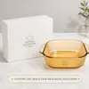 Decorative 2.4L amber square glass baking dish for wholesale kitchenware importers, retailers, distributors and hospitality buyers.