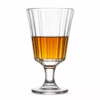 Ribbed stemmed glass goblet with elegant fluted design for wine and beverage serving
