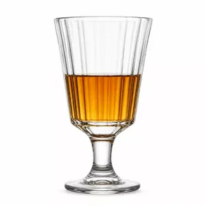 Ribbed stemmed glass goblet with elegant fluted design for wine and beverage serving