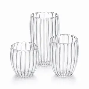 Clear vertical ribbed drinking glass available in 250ml 350ml and 450ml capacities