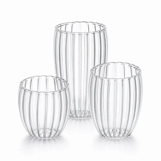Clear vertical ribbed drinking glass available in 250ml 350ml and 450ml capacities
