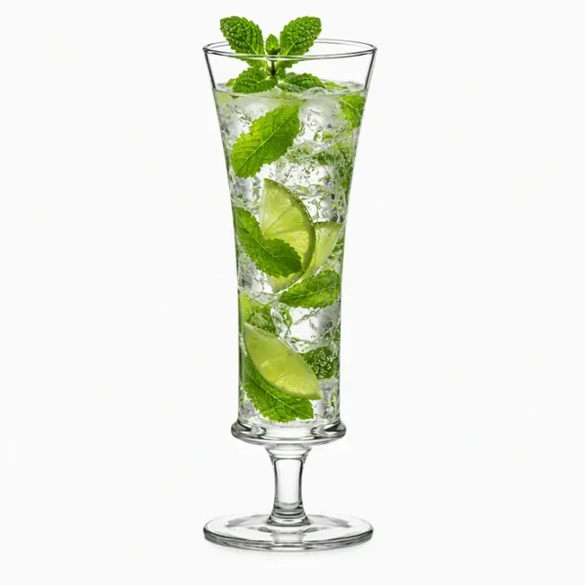 370ml tall cocktail glass with slim bowl and short stem for mixed drink serving