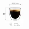 Small 80ml double wall espresso coffee glass with a compact handleless design