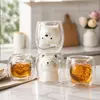 Jiateng animal double wall glass cup with cute 3D inner design