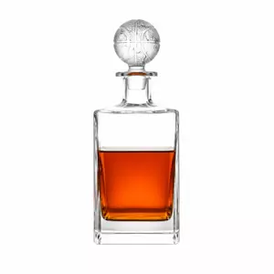 Basketball whiskey decanter with basketball shaped glass stopper for spirits serving