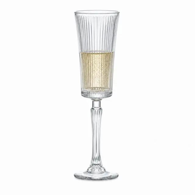 180ml ribbed champagne flute with 70mm diameter and 233.5mm height