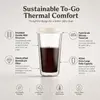 450ml double wall coffee cup measuring 150mm in height and 95mm in top diameter with cream silicone lid