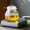 Heat-resistant borosilicate glass teapot with transparent glass filter for herbal tea