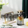 Modern borosilicate glass beverage jug for water, juice, lemonade, and iced tea