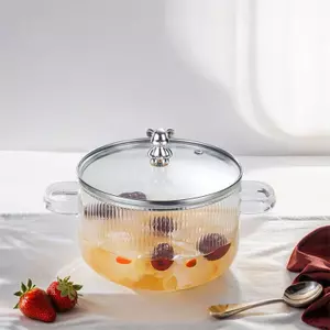 Heat Resistant Glass Cooking Pot with Transparent Lid for Kitchen Cooking