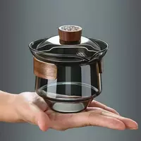 Glass Teapot with Wooden Handle for Loose Leaf Tea Brewing