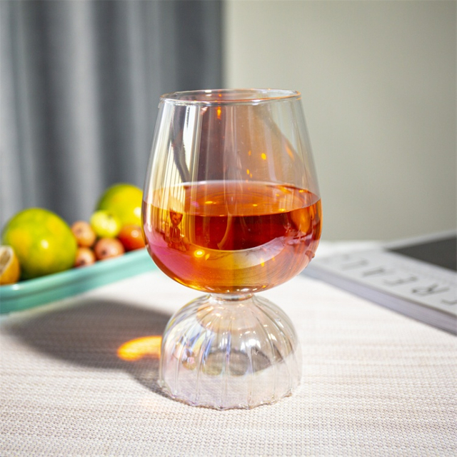 Jiateng double-base cocktail glass, perfect for serving whiskey, cocktails, or mixed drinks, stylish and modern for home or bar