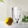 Stylish Jiateng insulated glass tumbler featuring a built-in green conical filter for brewing cold brew coffee at home.