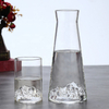 Clear glass pitcher and matching tumbler with mountain-shaped base, perfect for water, juice, or cocktails, stylish home tableware