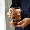 Premium transparent whiskey glass featuring artistic mountain landscape design