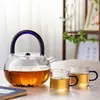 Minimalist glass teapot for herbal tea and blooming tea serving