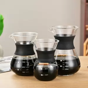 Heat resistant glass coffee server with measurement scale for pour over brewing